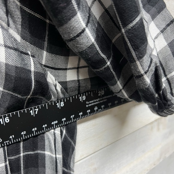 Lane Bryant Dress 18/20 Black White Flannel Plaid Square Neck Puff Sleeve Belted - Picture 9 of 10